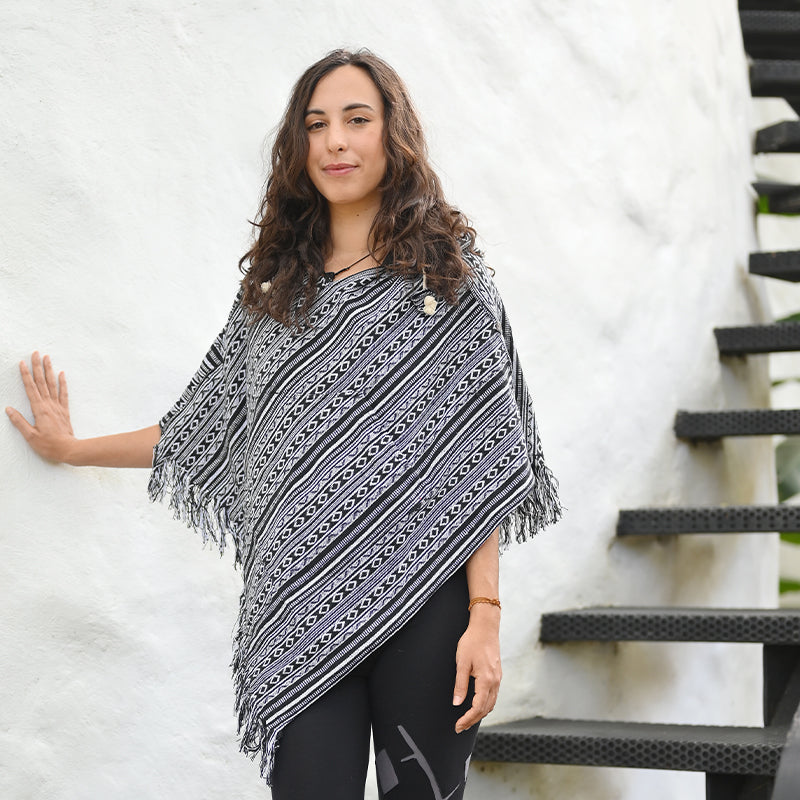 virblatt - Poncho Heren & Dames | Wol & Fleece | Unisex Hooded Winter Wollen Poncho Heren Warm S-XXL, Zwart, S-M