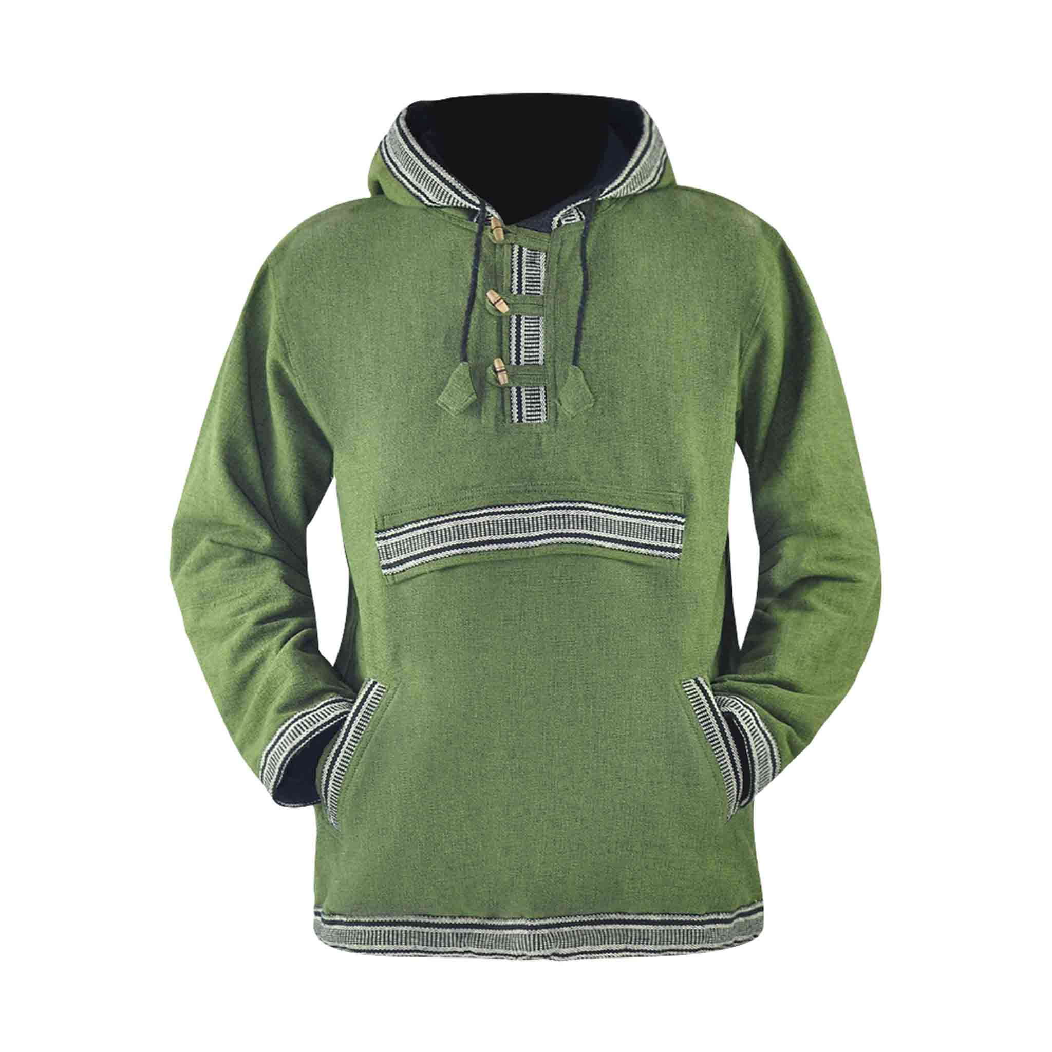 LOUDelephant poncho met capuchon van 100% geweven katoen, Gheri-stijl, Mexicaanse stijl, zwart/rood